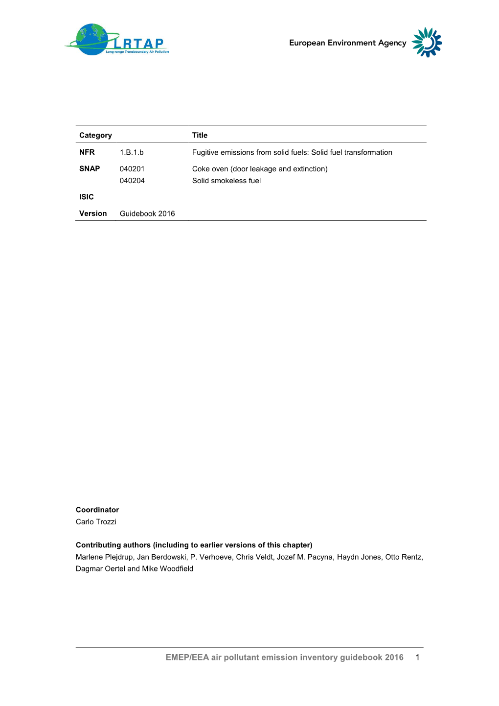 EMEP/EEA Air Pollutant Emission Inventory Guidebook 2016 1