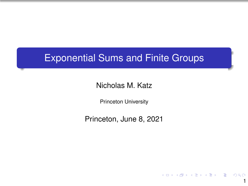 Exponential Sums and Finite Groups