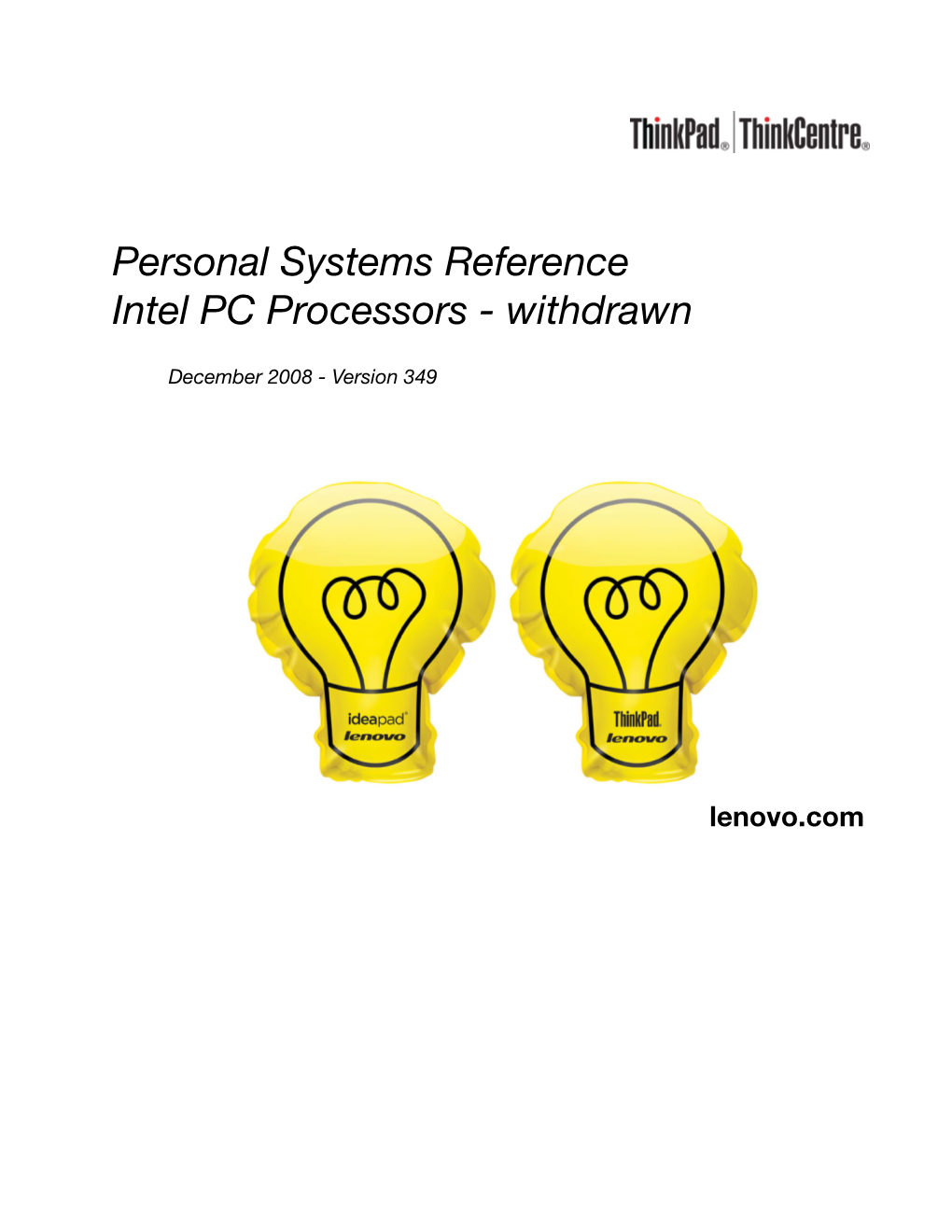 Personal Systems Reference Intel PC Processors - Withdrawn