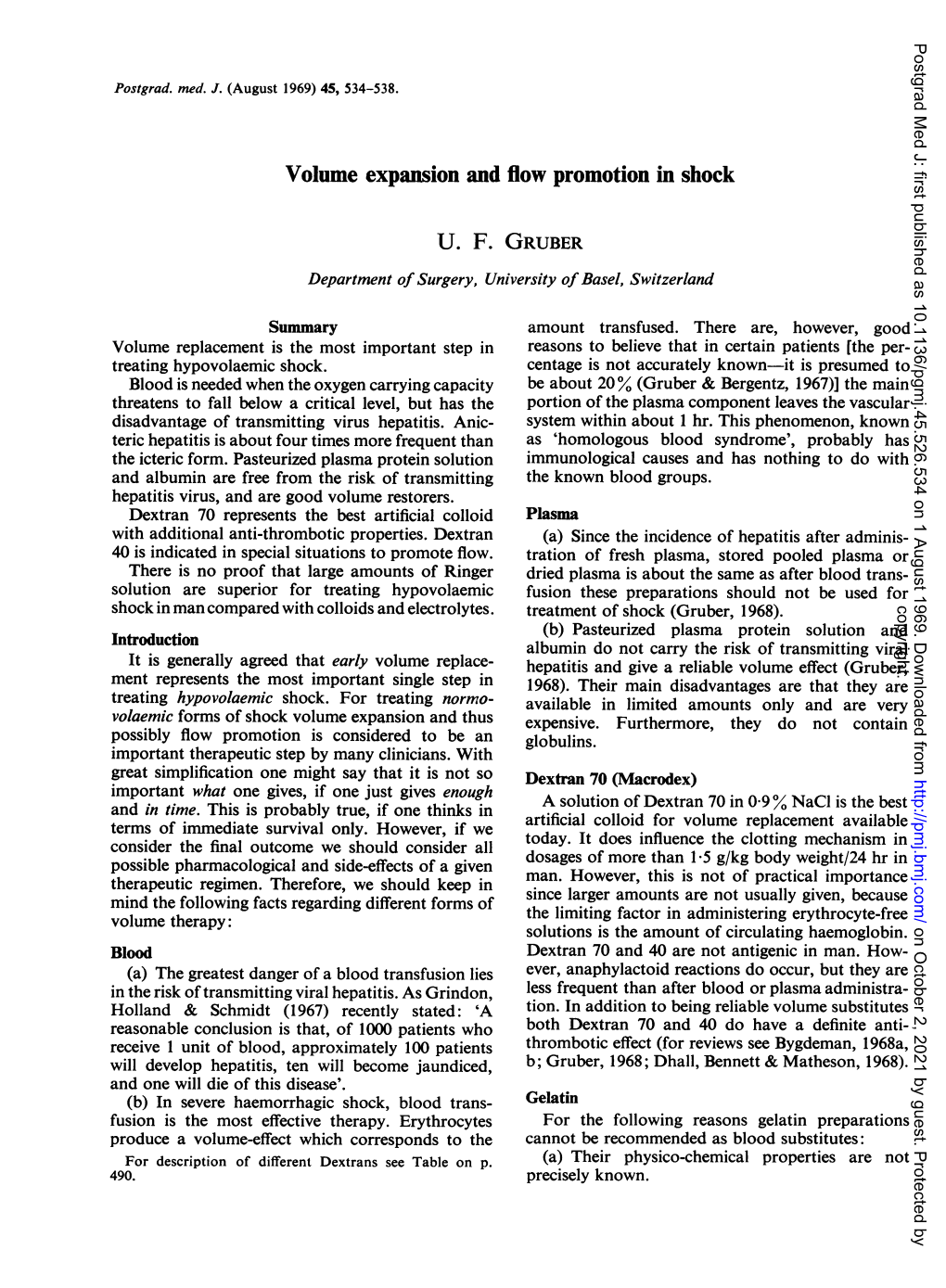 Volume Expansion and Flow Promotionin Shock U. F. GRUBER