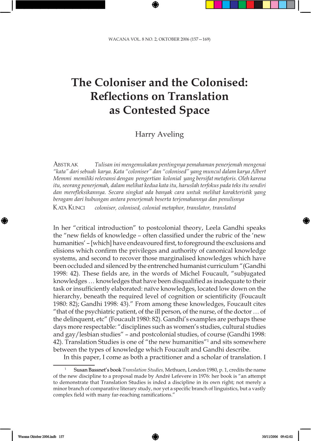 The Coloniser and the Colonised: Reflections on Translation