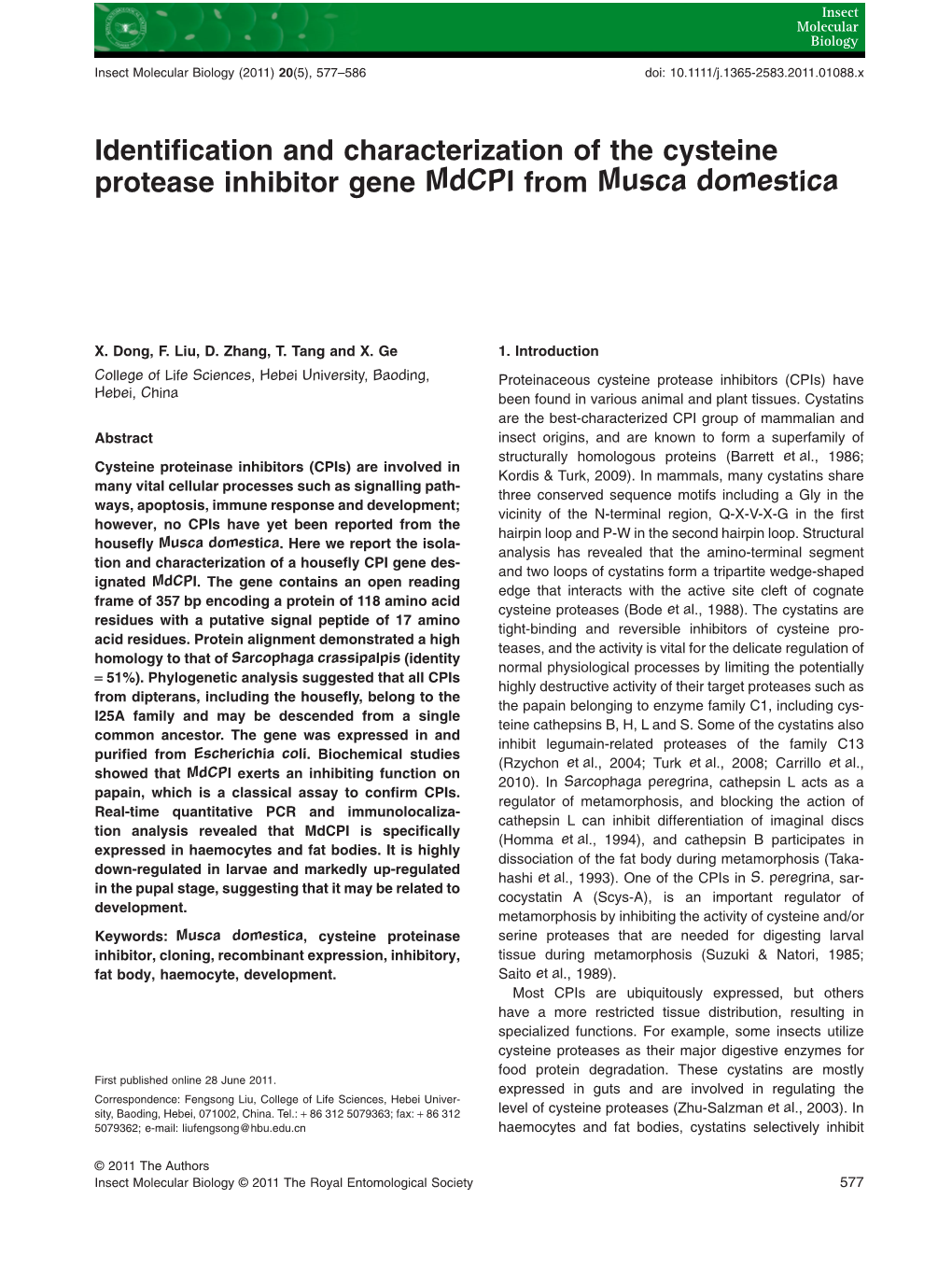 Identification and Characterization of the Cysteine Protease Inhibitor