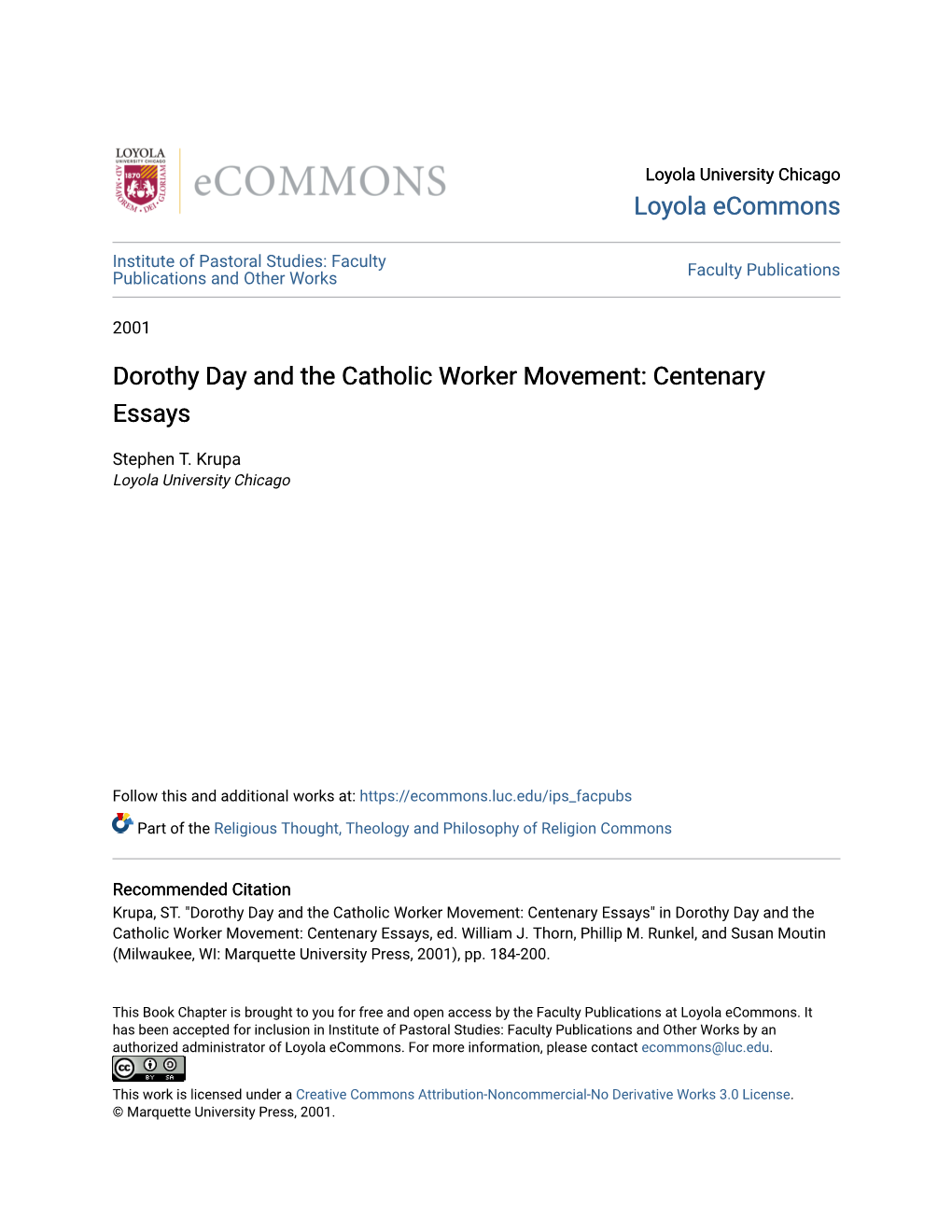 Dorothy Day and the Catholic Worker Movement: Centenary Essays