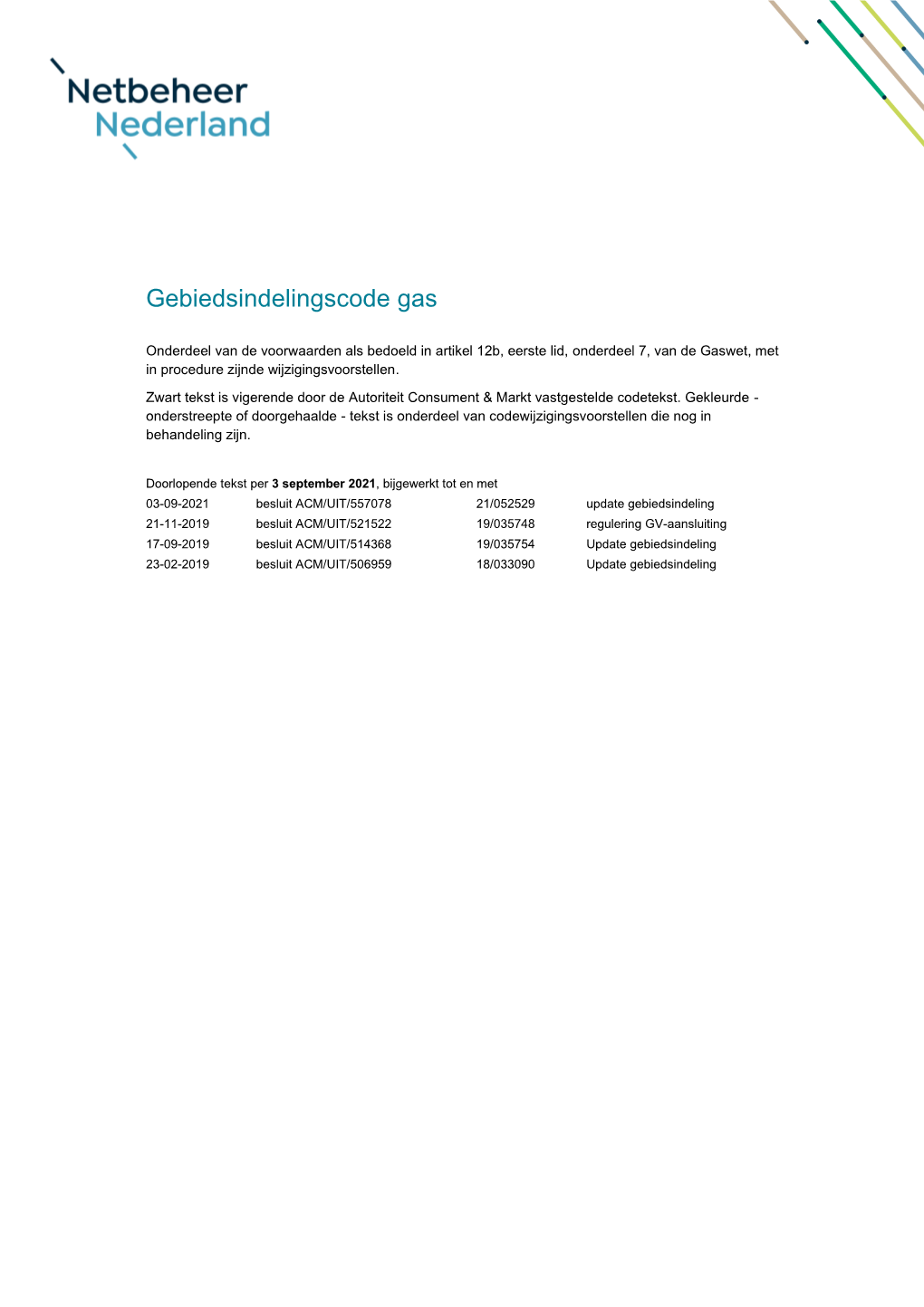 Gebiedsindelingscode Gas Delen Via