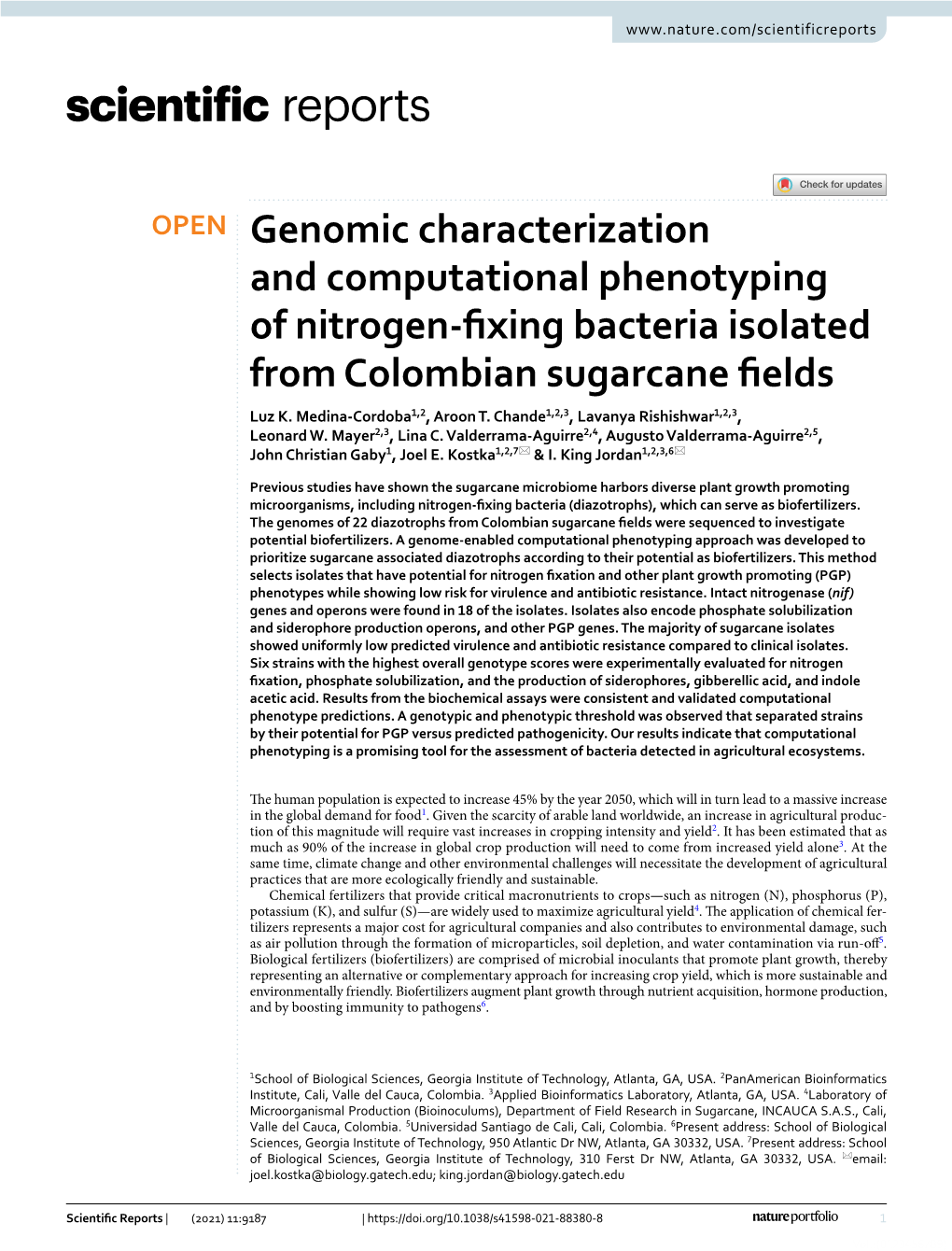 Genomic Characterization and Computational Phenotyping of Nitrogen‑Fxing Bacteria Isolated from Colombian Sugarcane Felds Luz K