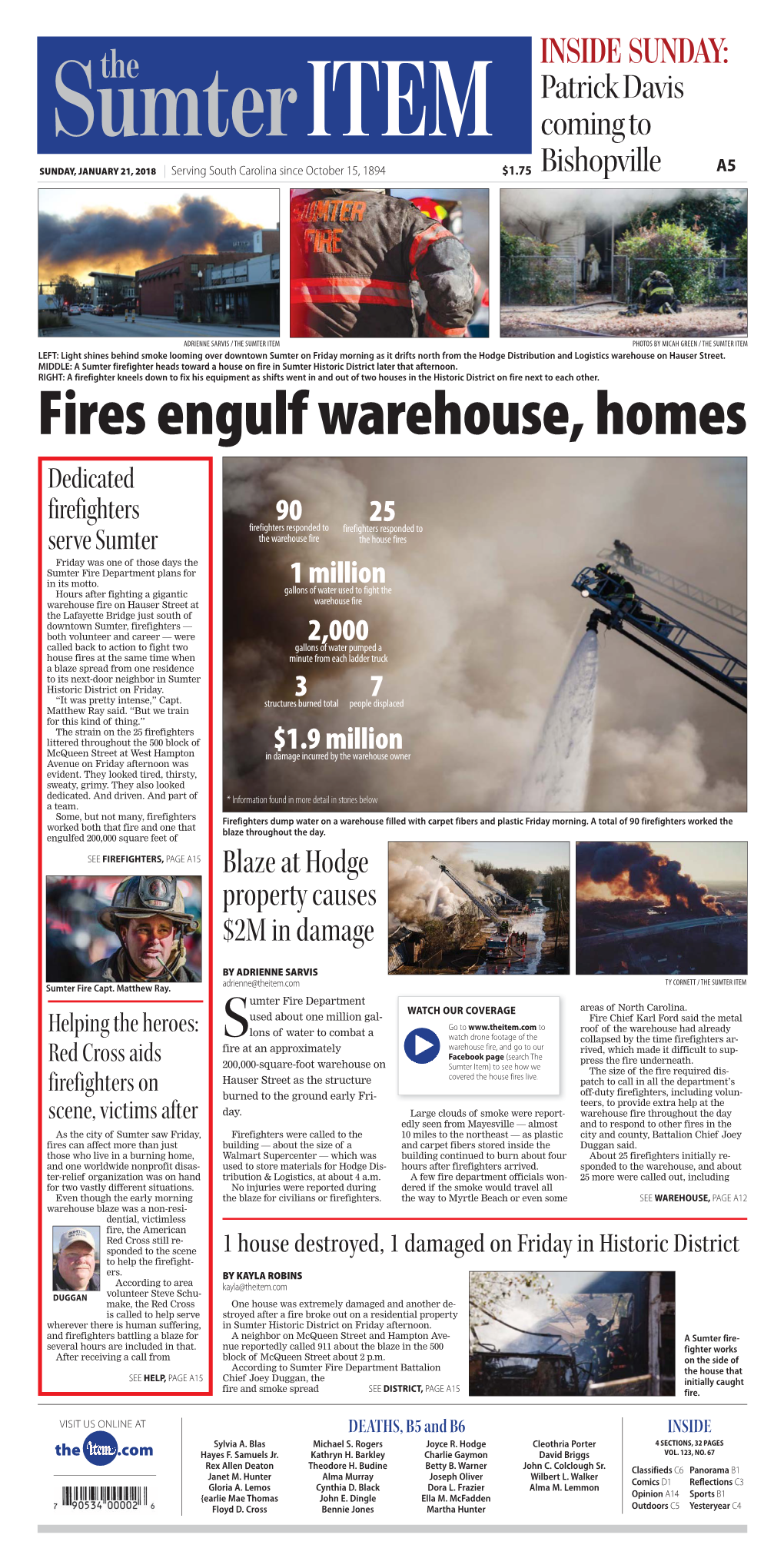 Fires Engulf Warehouse, Homes