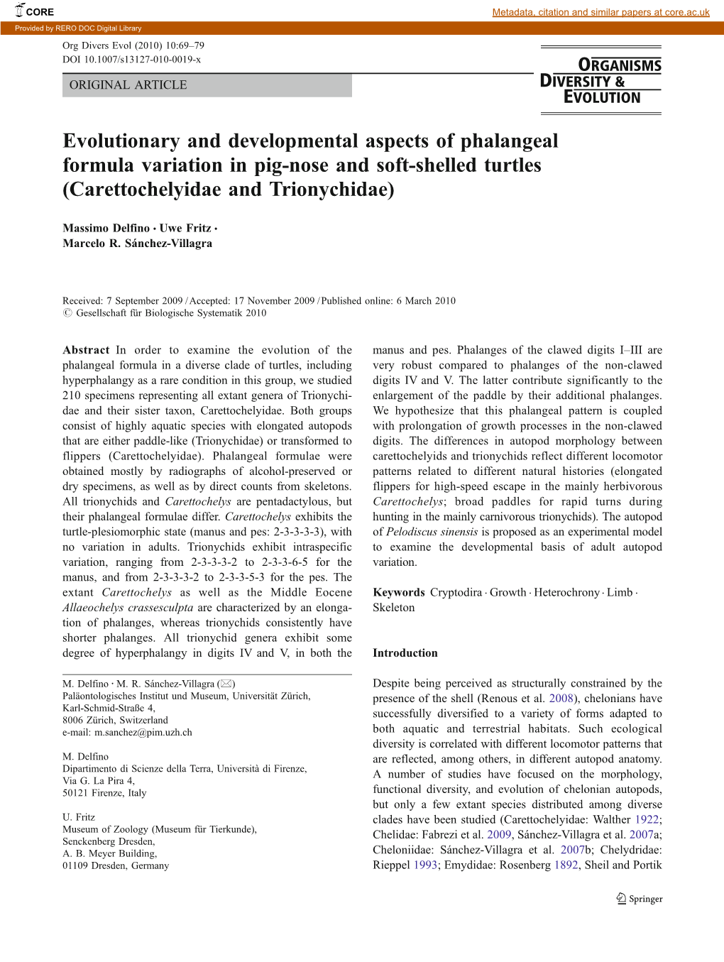 Evolutionary and Developmental Aspects of Phalangeal Formula Variation in Pig-Nose and Soft-Shelled Turtles (Carettochelyidae and Trionychidae)