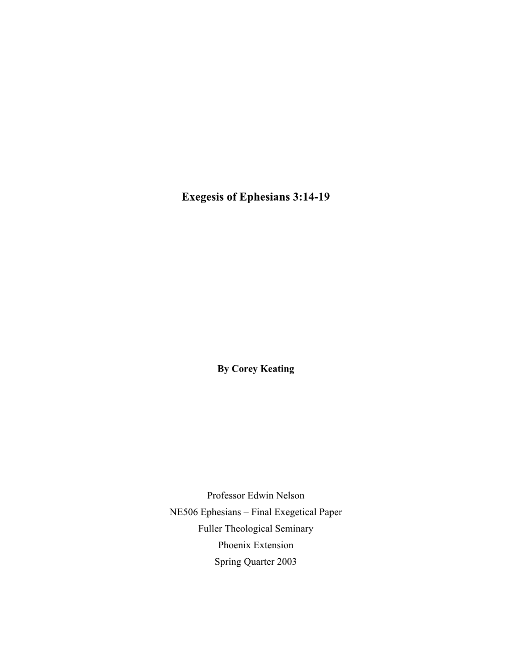 Finished Translation of Ephesians 3:14-19