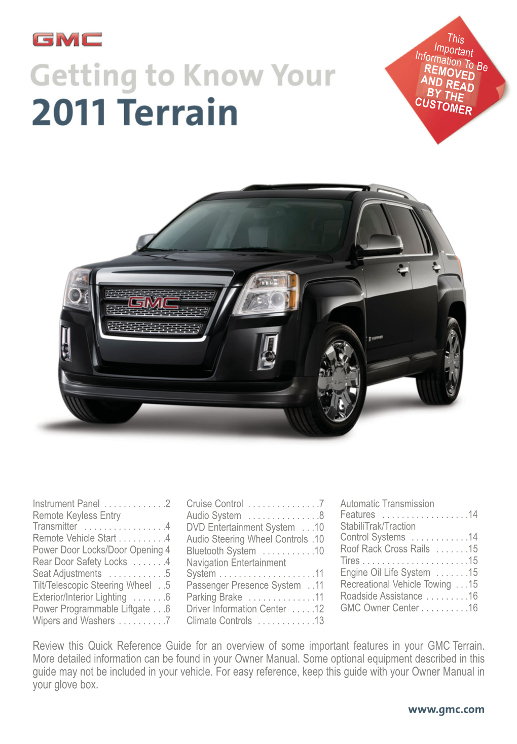 2011 GMC Terrain Get to Know Guide