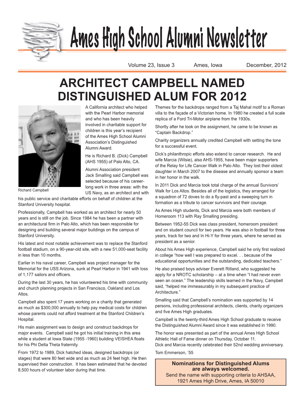 Architect Campbell Named Distinguished Alum for 2012