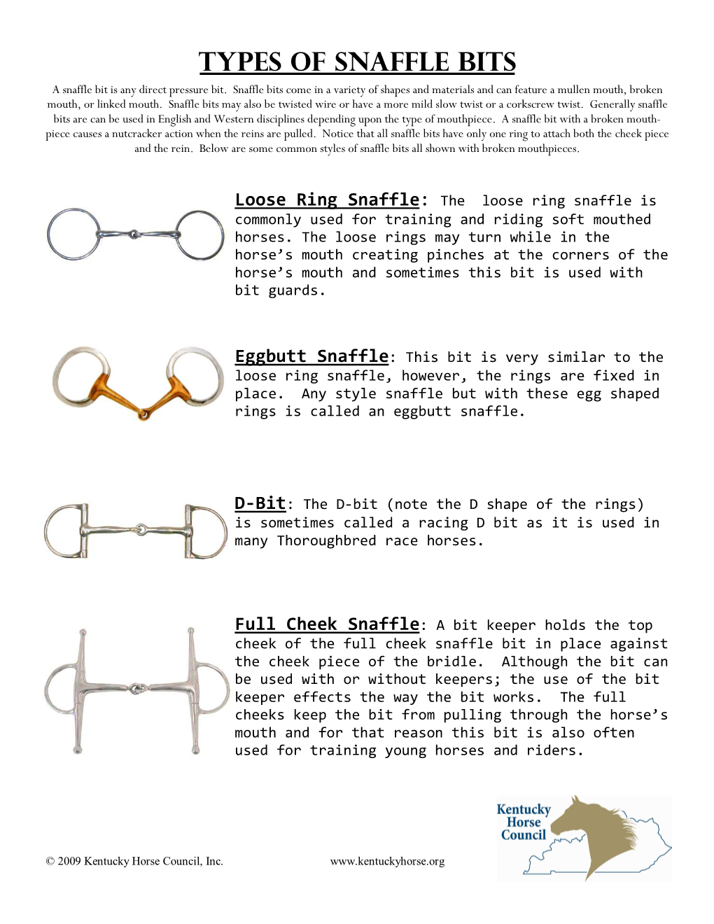 Types of Snaffle Bits