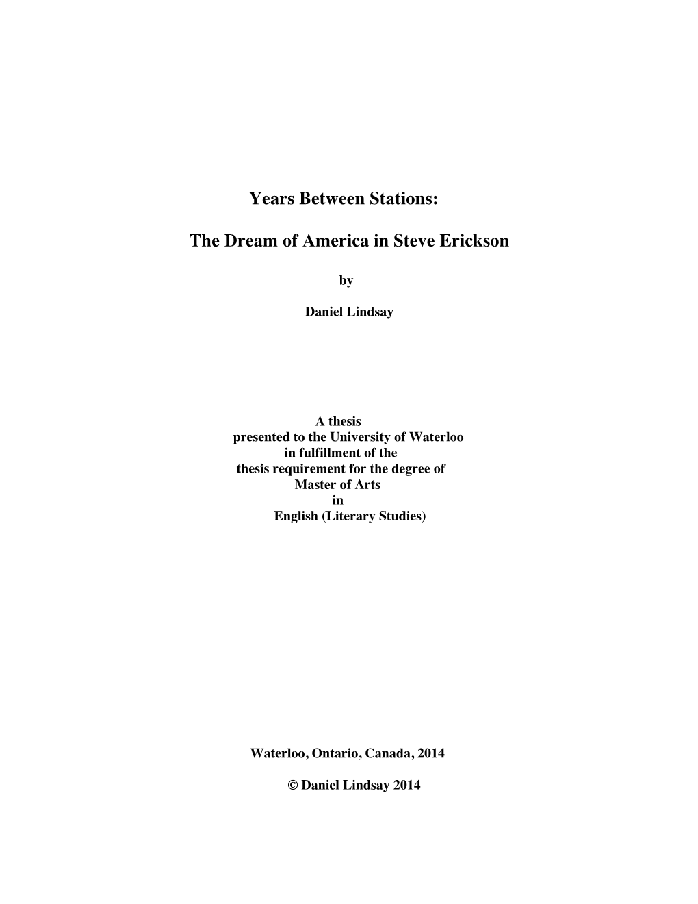 The Dream of America in Steve Erickson