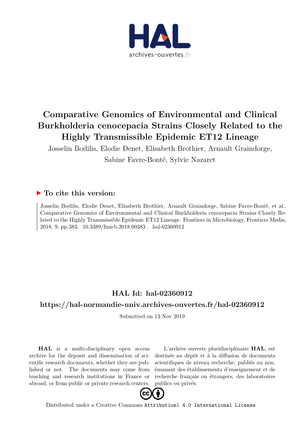 Comparative Genomics of Environmental and Clinical