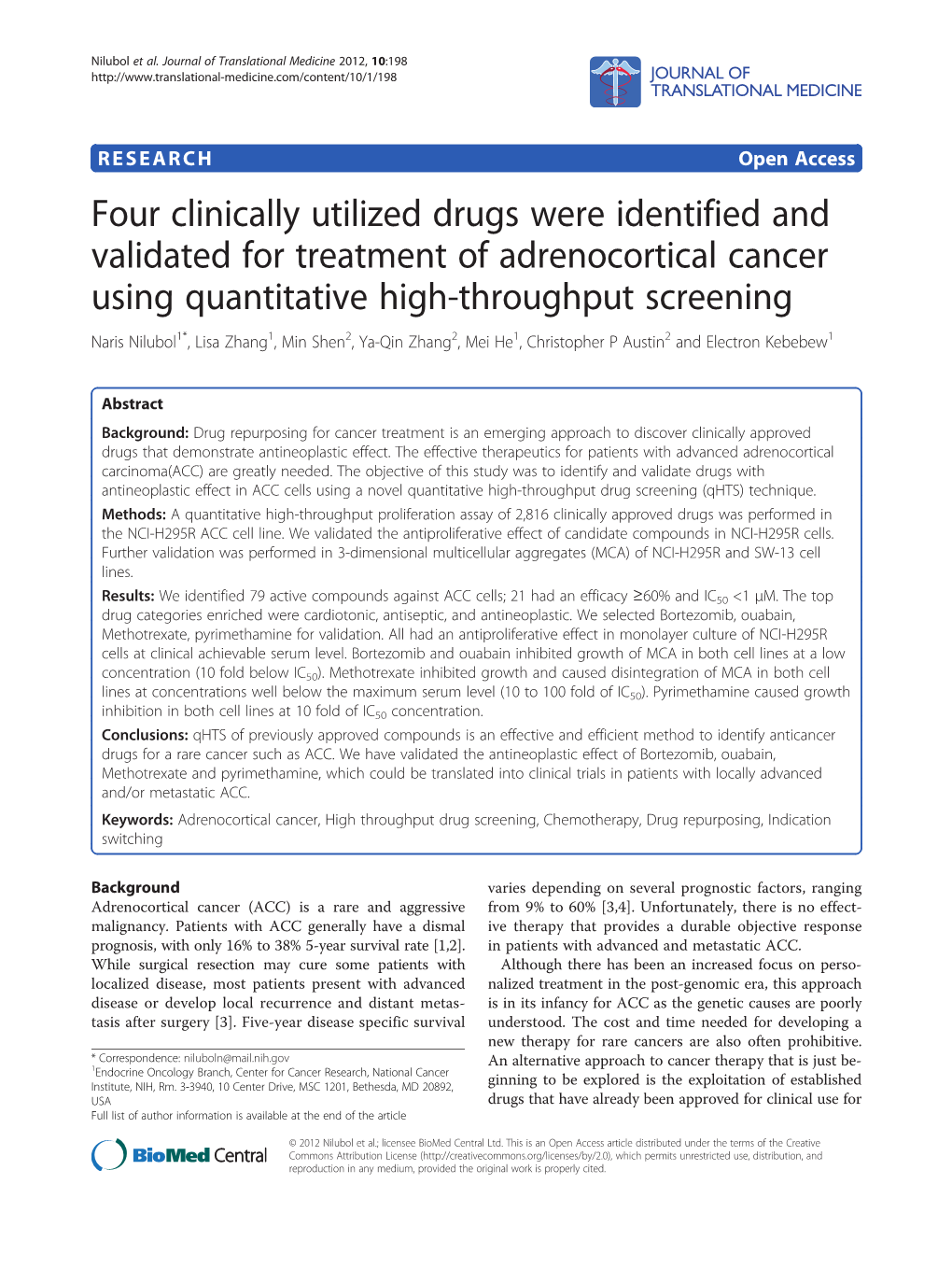 Four Clinically Utilized Drugs Were Identified and Validated For