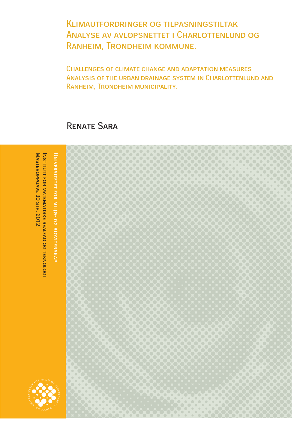 Klimautfordringer Og Tilpasningstiltak Analyse Av Avløpsnettet I Charlottenlund Og Ranheim, Trondheim Kommune