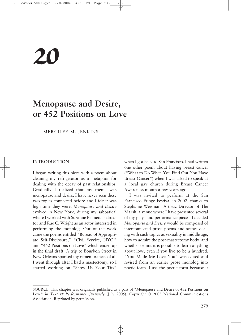 Chapter 20- Menopause and Desire, Or 452 Positions on Love