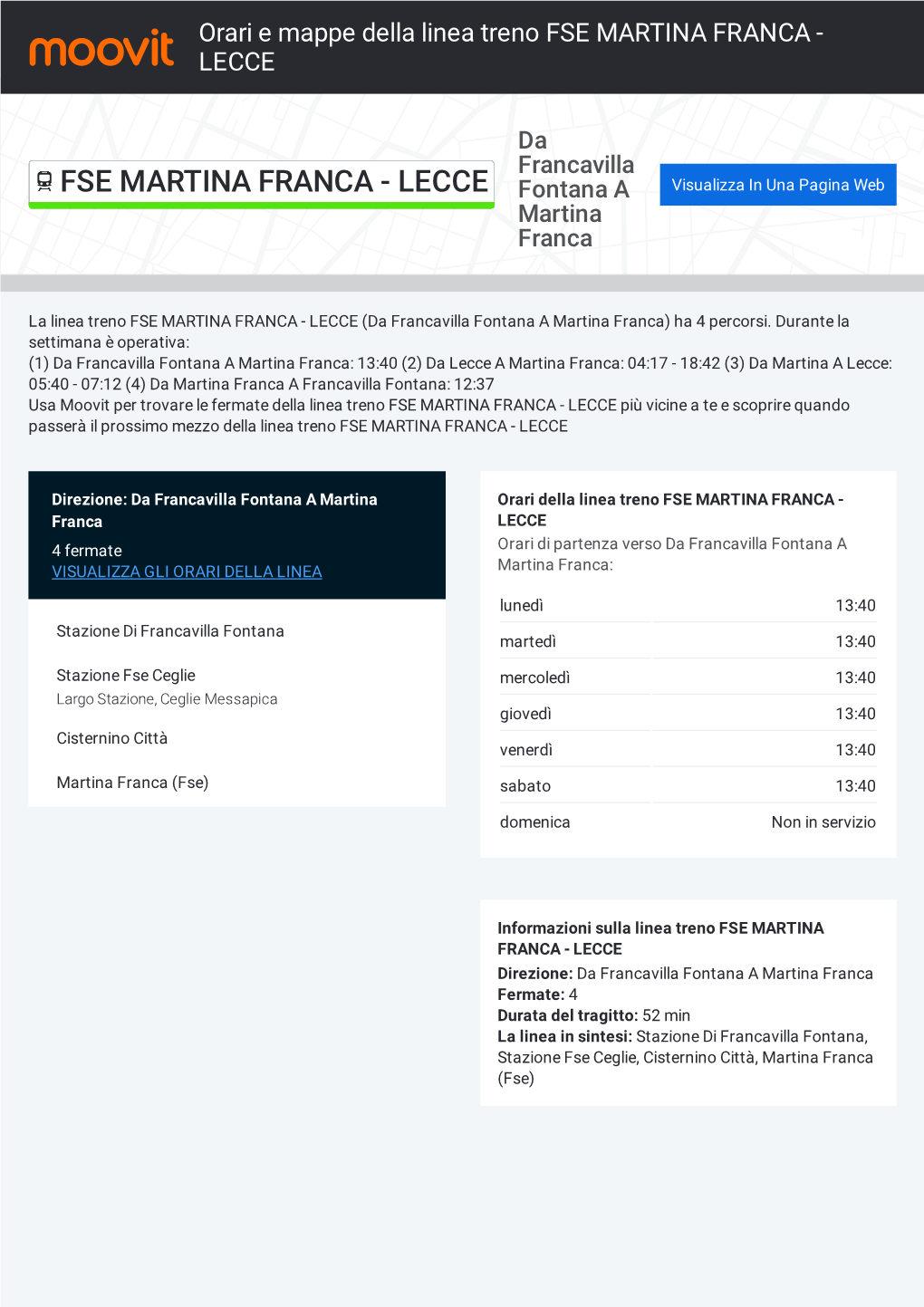 Orari E Percorsi Della Linea Treno FSE MARTINA FRANCA