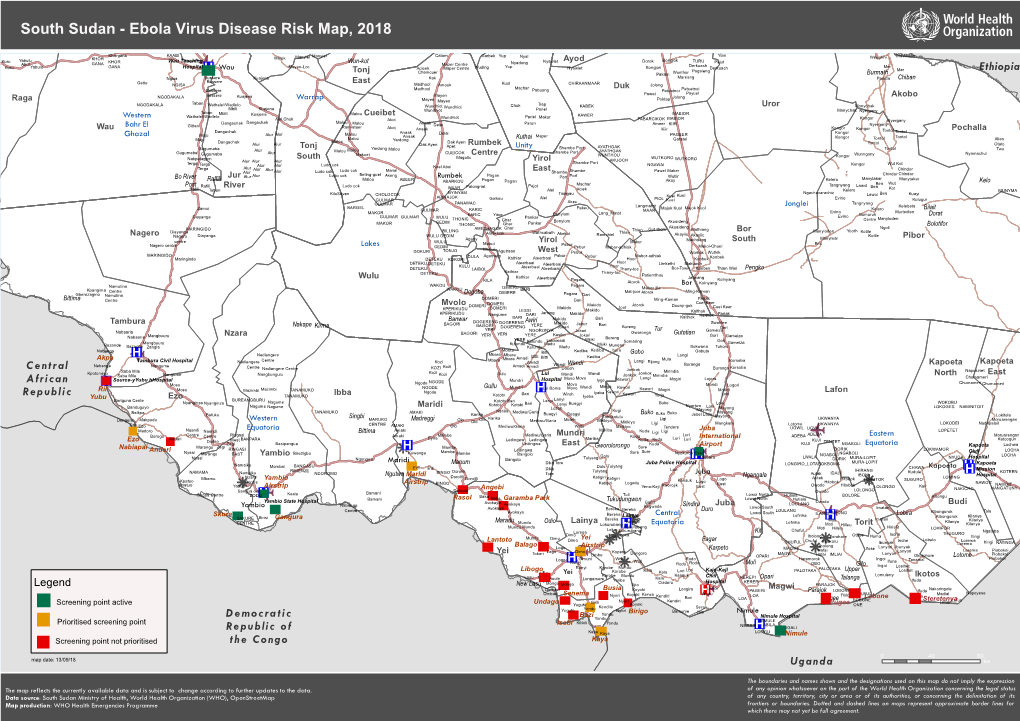 South Sudan - Ebola Virus Disease Risk Map, 2018