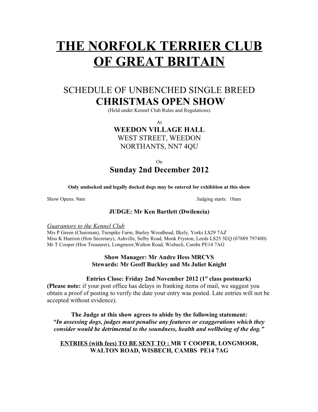 The Norfolk Terrier Club of Great Britain