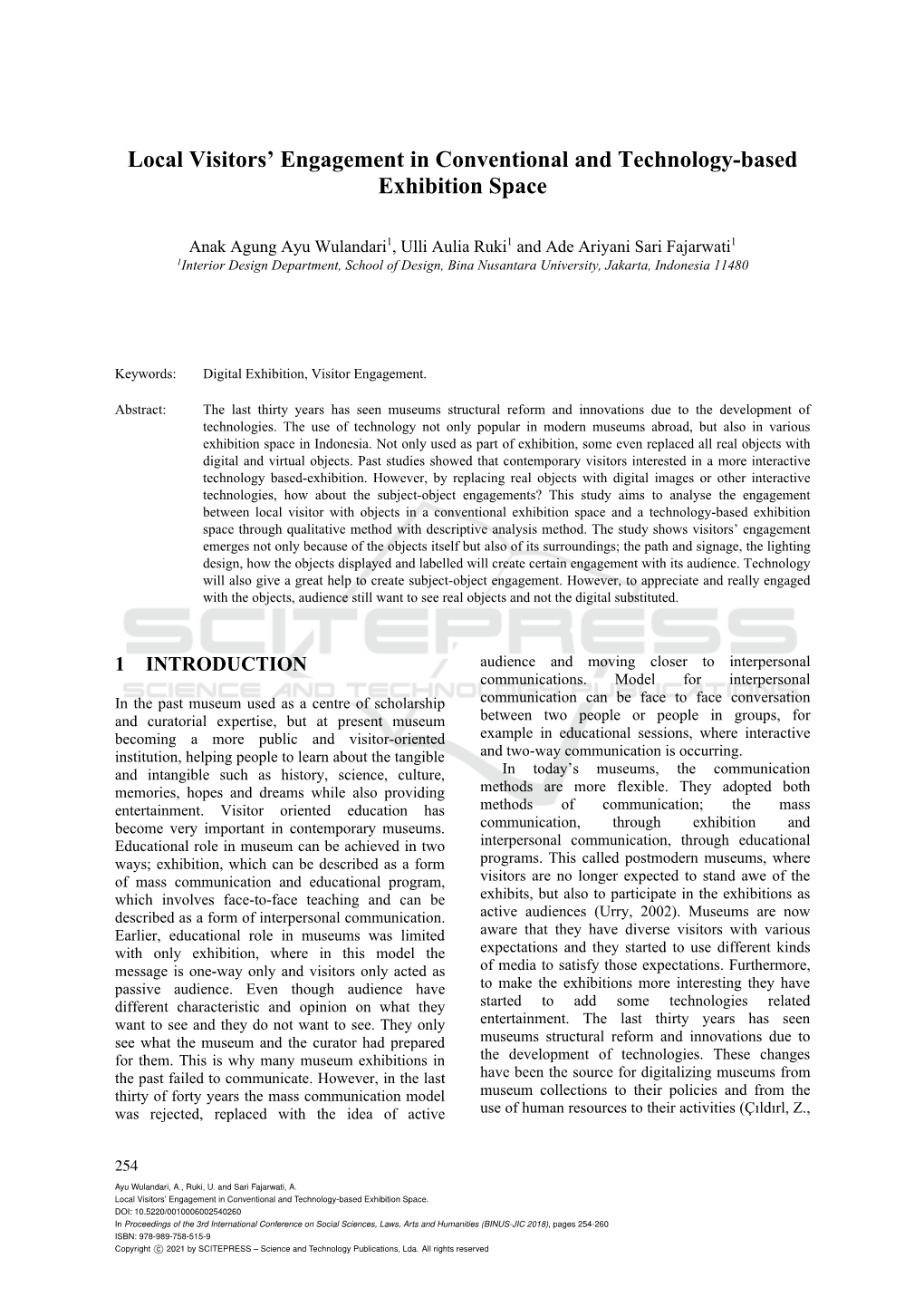 Local Visitors' Engagement in Conventional and Technology