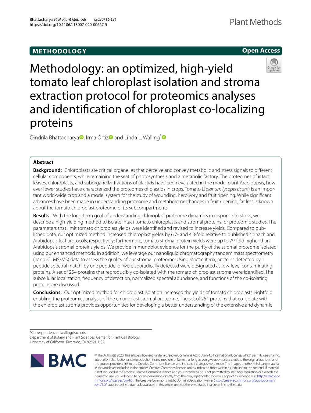 Methodology: an Optimized, High-Yield Tomato Leaf Chloroplast