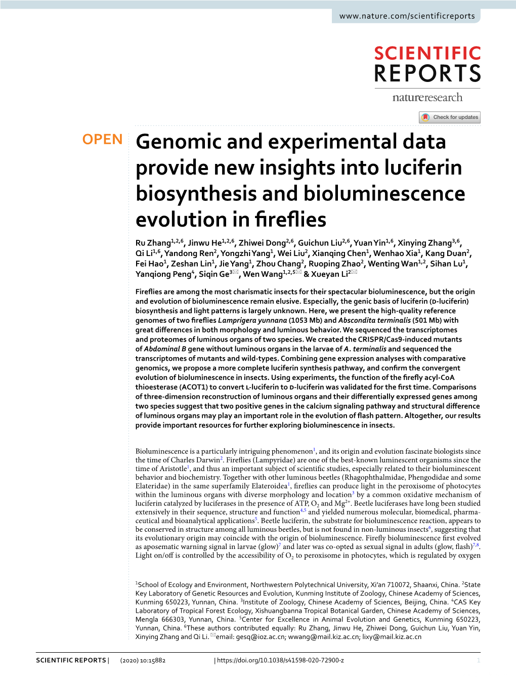 Genomic and Experimental Data Provide New Insights Into Luciferin