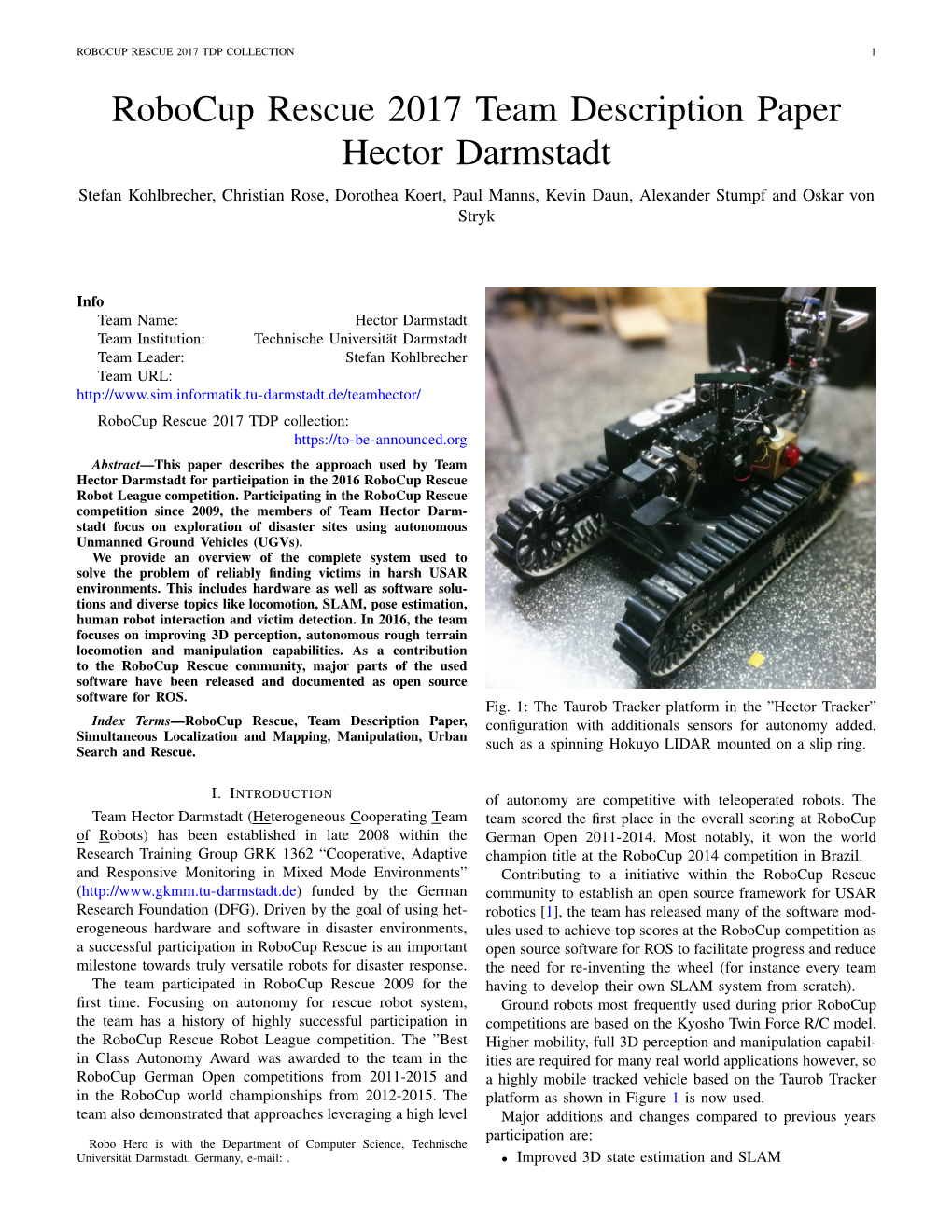 Robocup Rescue 2017 Team Description Paper Hector Darmstadt