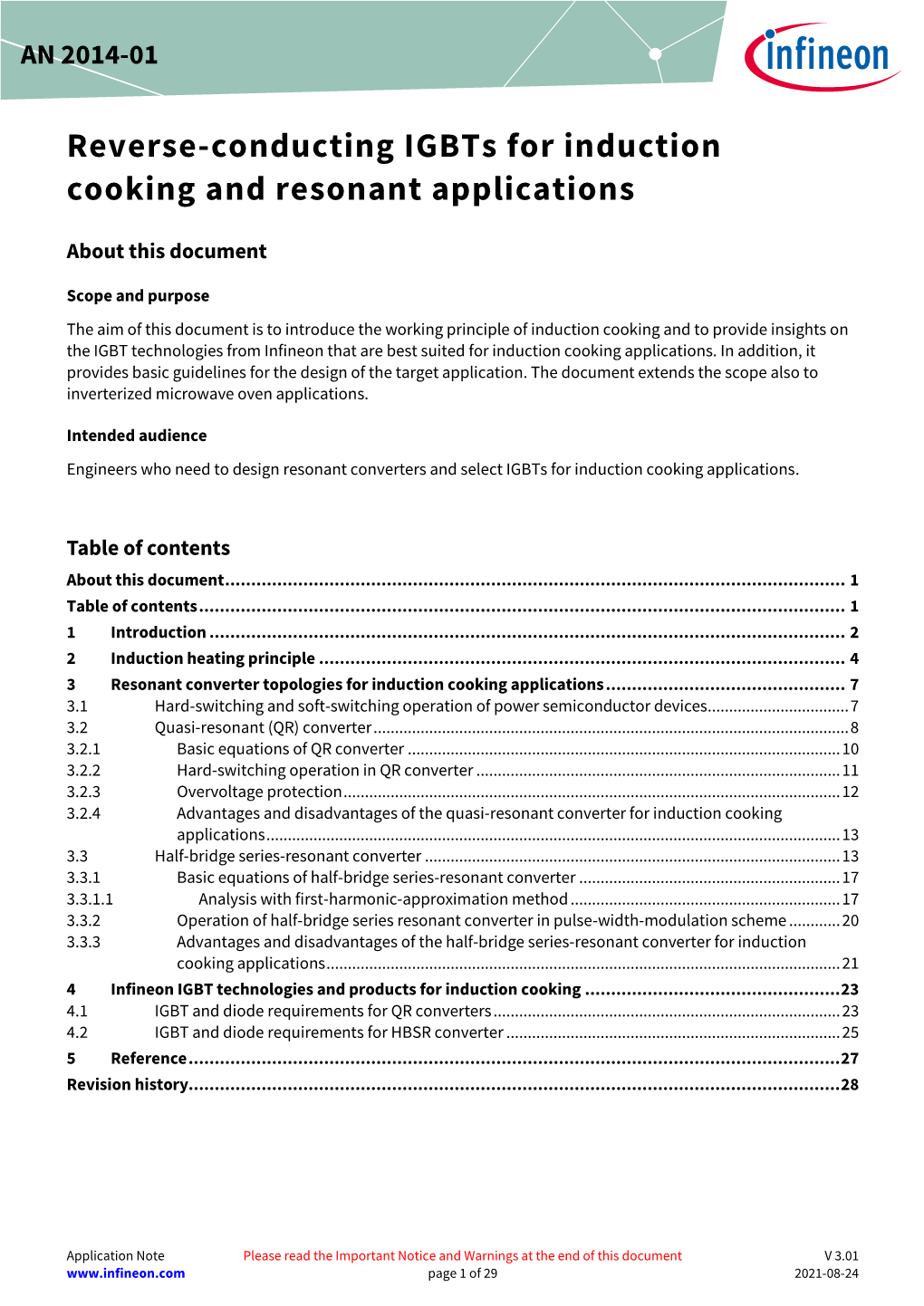 Reverse-Conducting Igbts for Induction Cooking and Resonant Applications