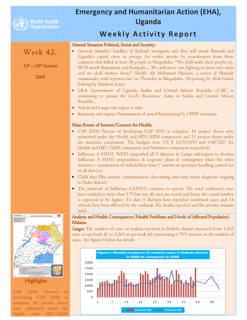 (EHA), Uganda Weekly Activity Report