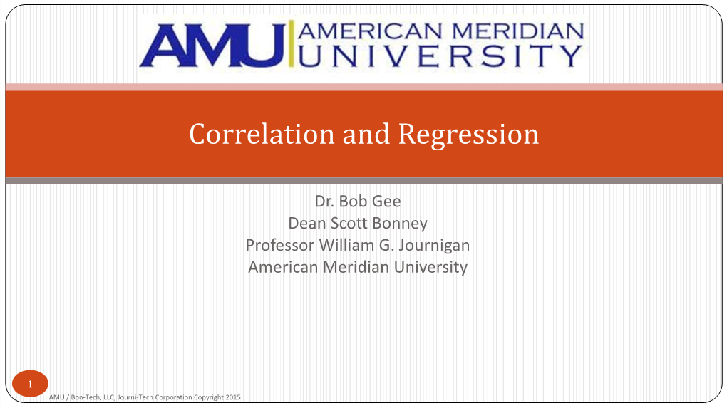 Correlation and Regression