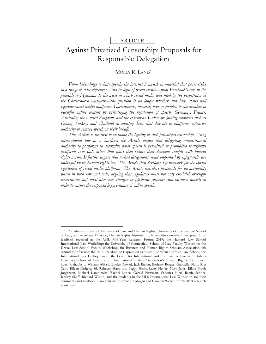 Against Privatized Censorship: Proposals for Responsible Delegation