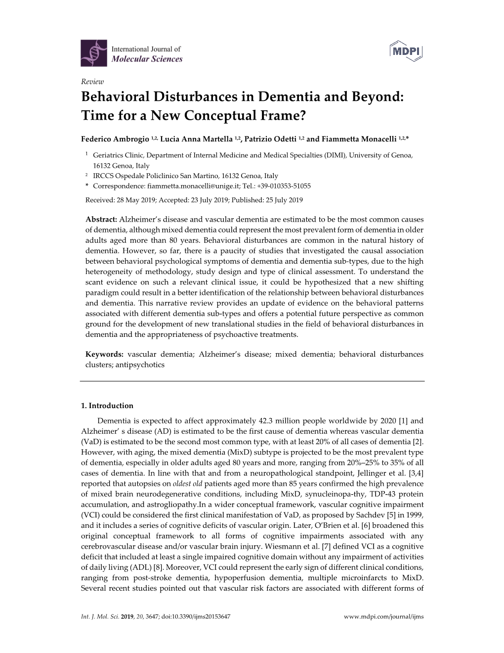 Behavioral Disturbances in Dementia and Beyond: Time for a New Conceptual Frame?