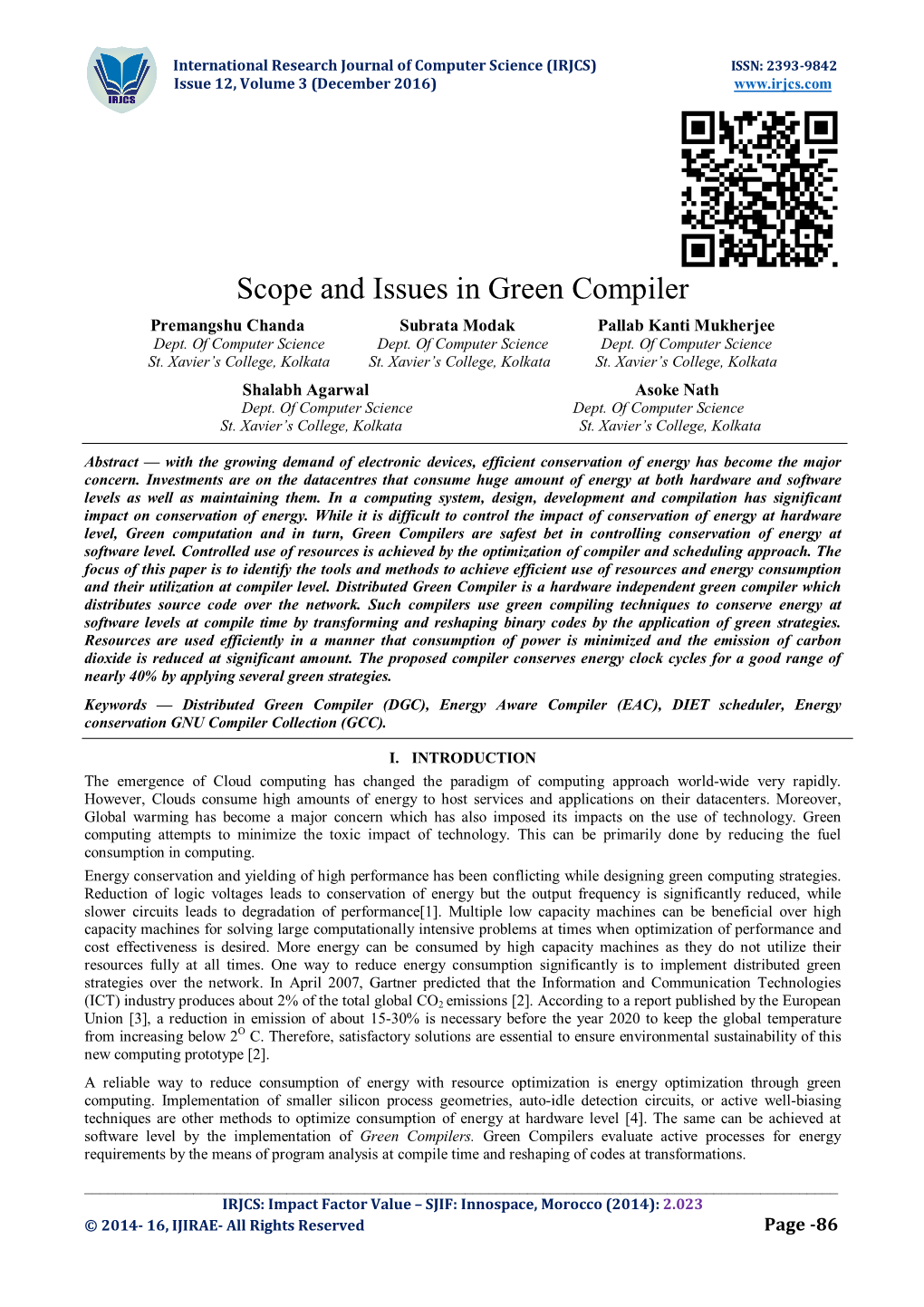 Scope and Issues in Green Compiler