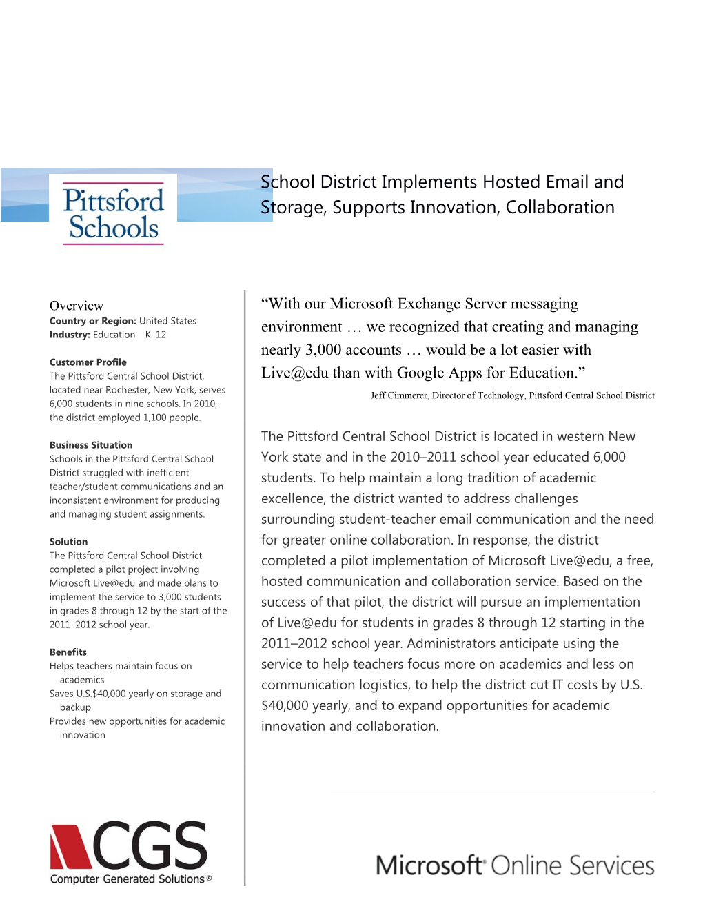 Established in 1946, the Pittsford Central School District Encompasses Two High Schools