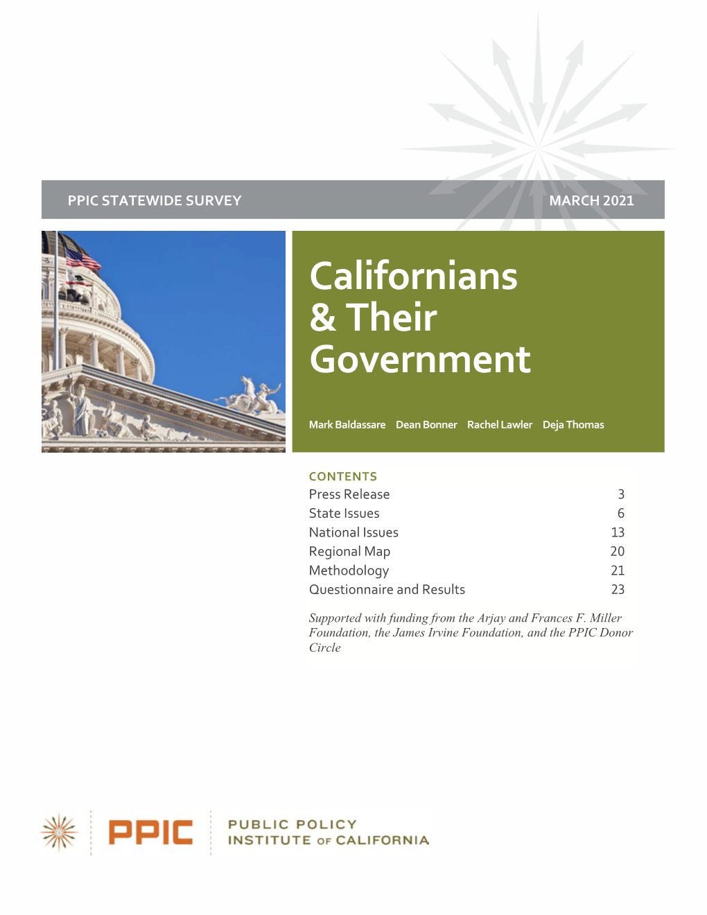 PPIC Statewide Survey: Californians and Their Government, March 2021