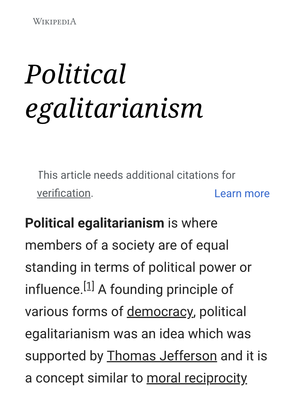 Political Egalitarianism