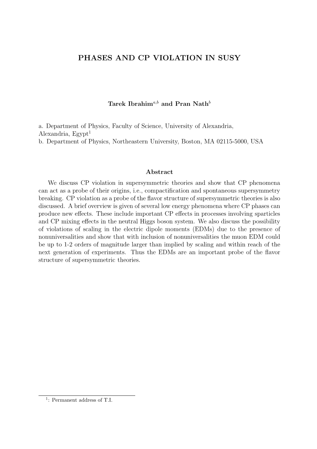 Phases and Cp Violation in Susy