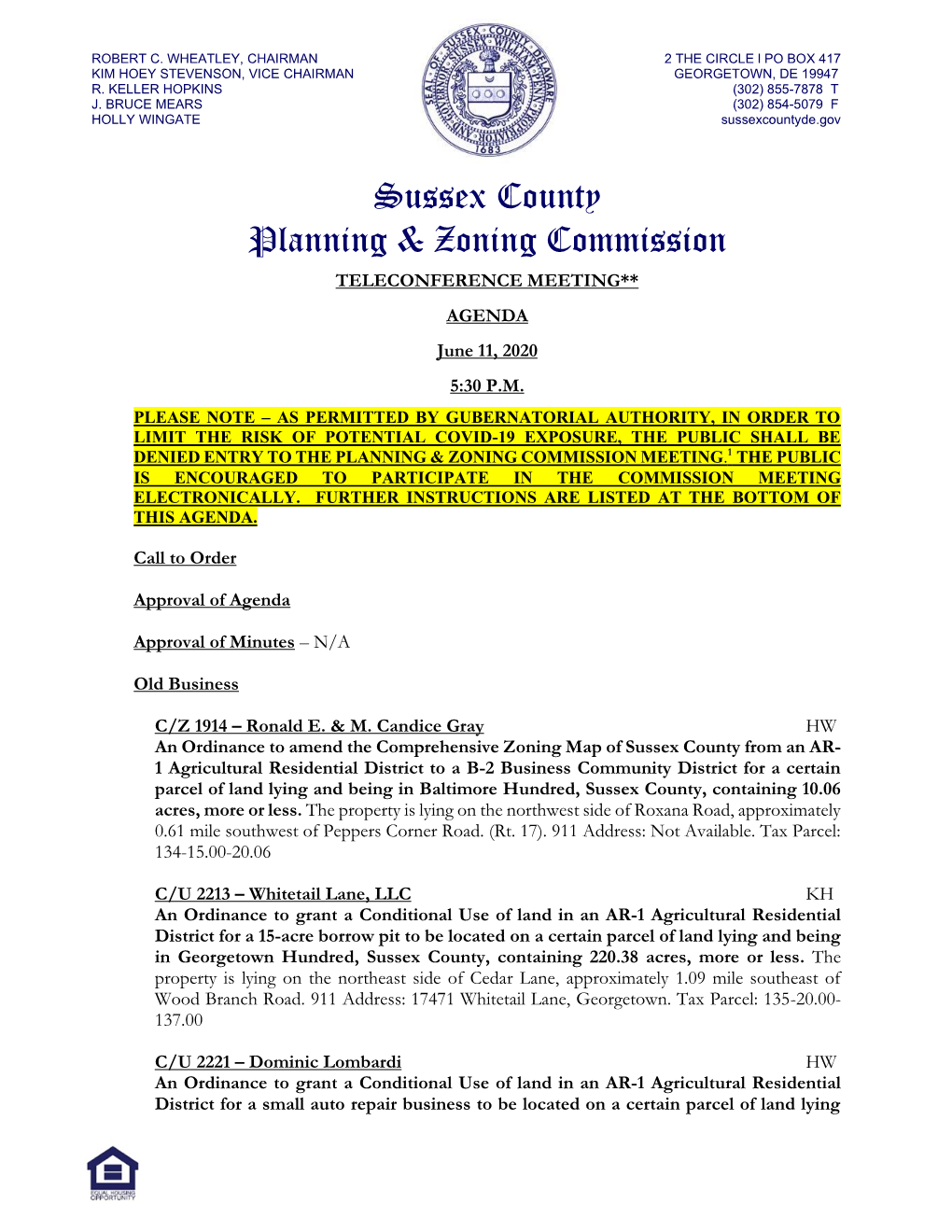 Sussex County Planning & Zoning Commission