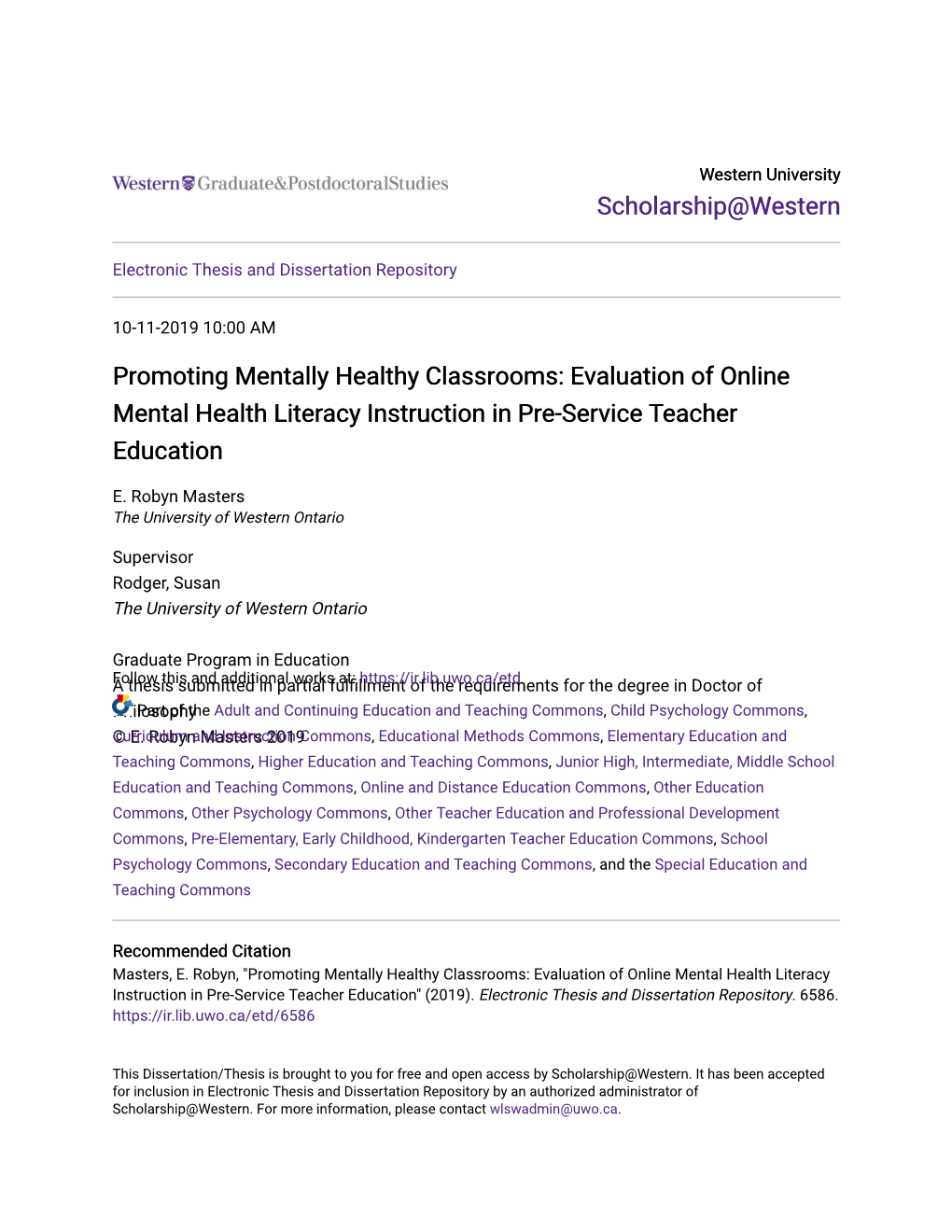 Evaluation of Online Mental Health Literacy Instruction in Pre-Service Teacher Education
