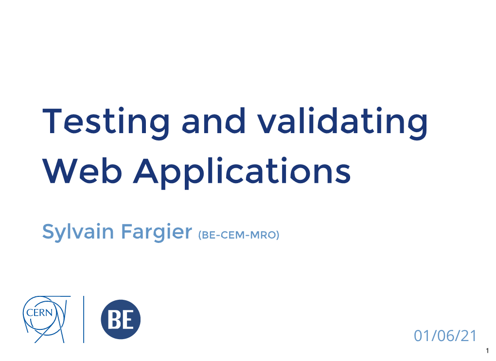 Testing and Validating Web Applications