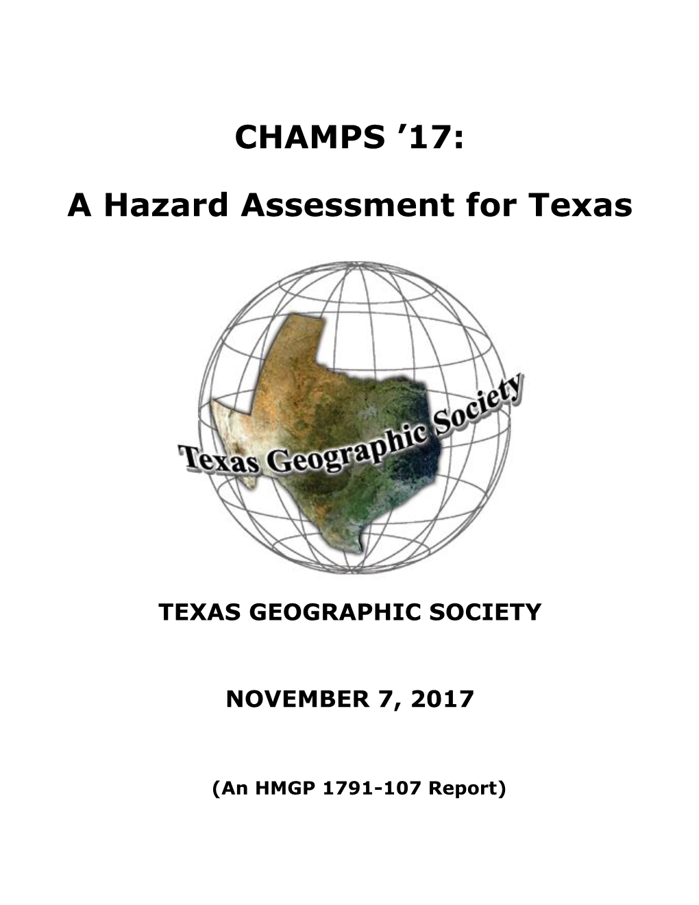 17: a Hazard Assessment for Texas