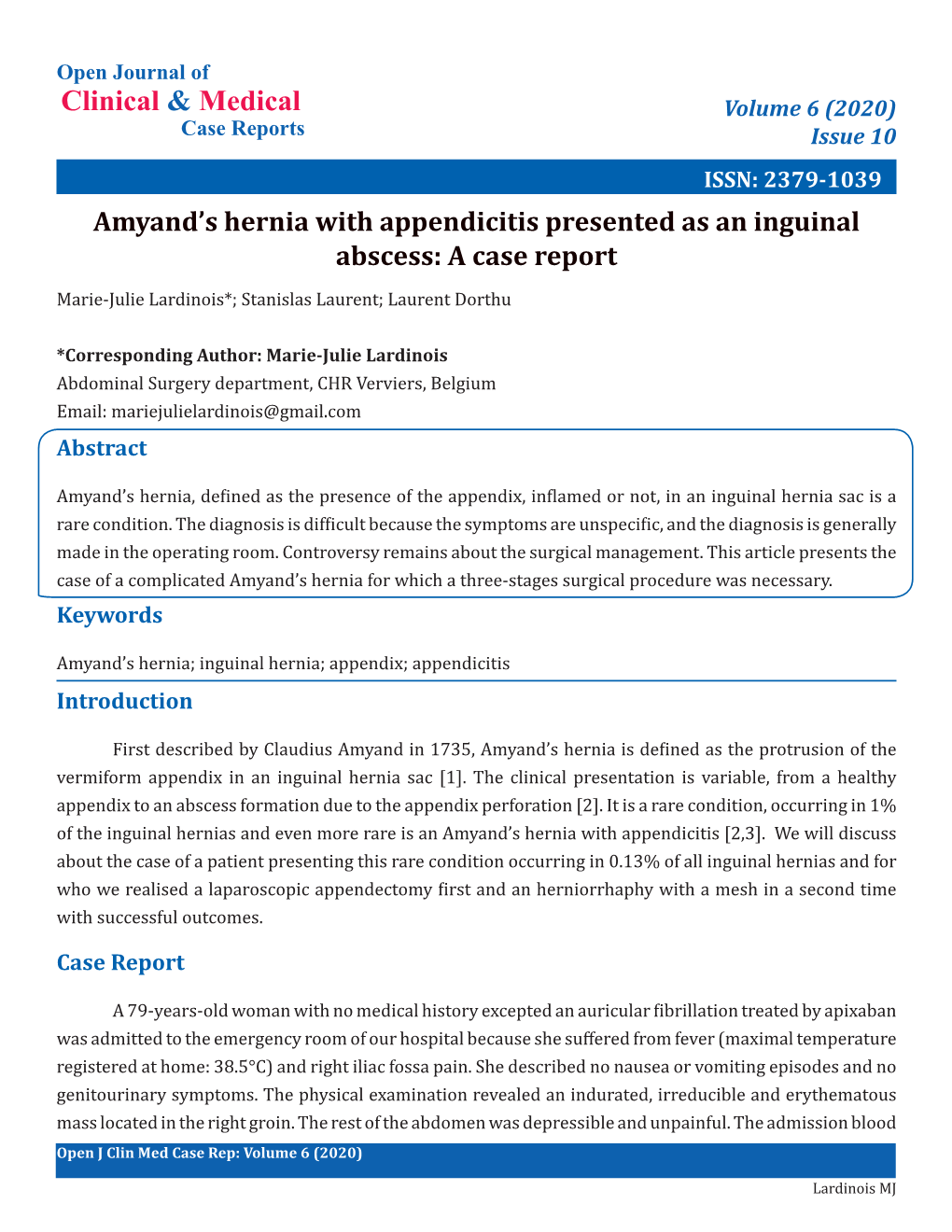 Amyand's Hernia with Appendicitis Presented As an Inguinal Abscess