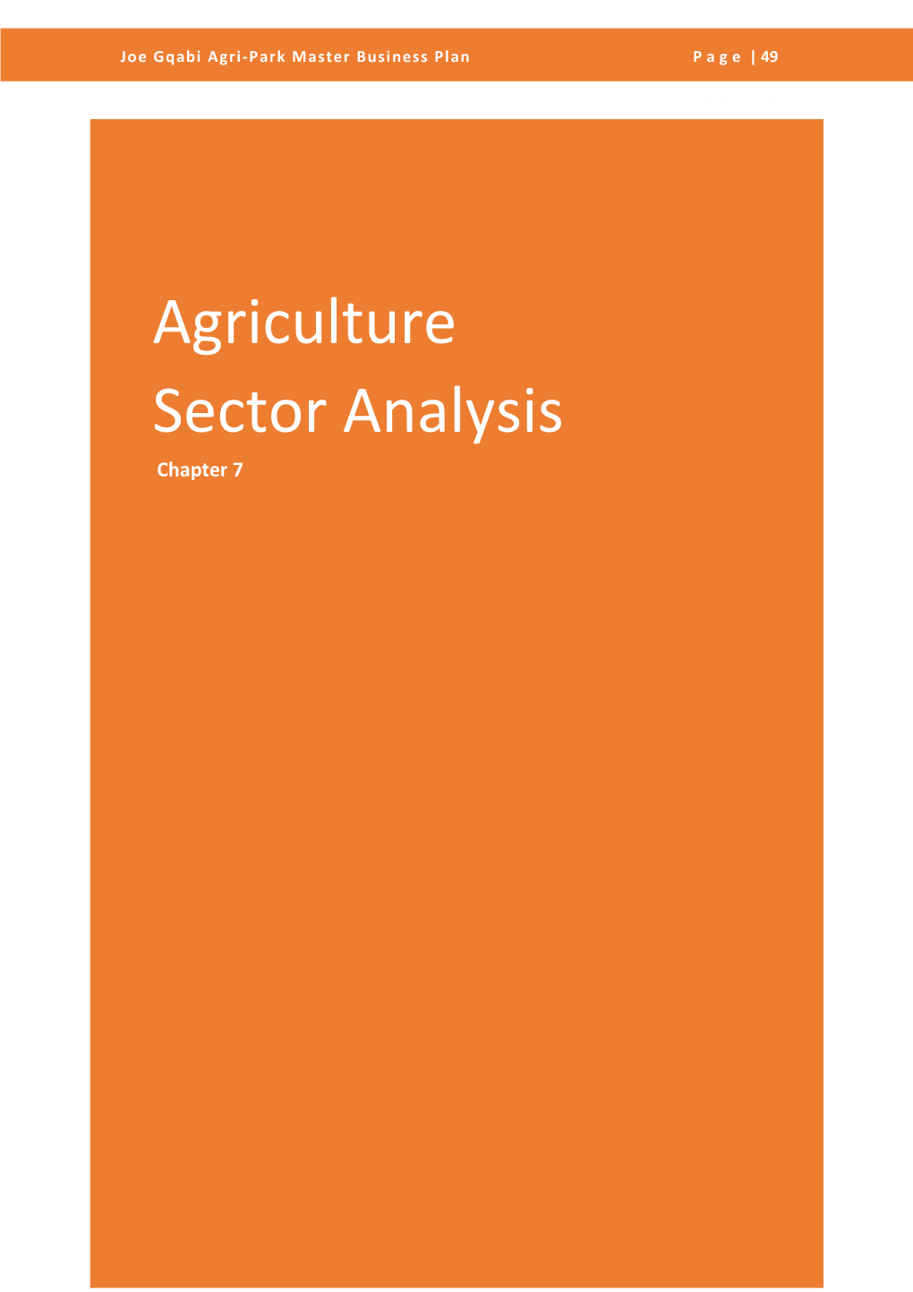 Agricultural Sector Analysis Joe Gqabi District Municipality