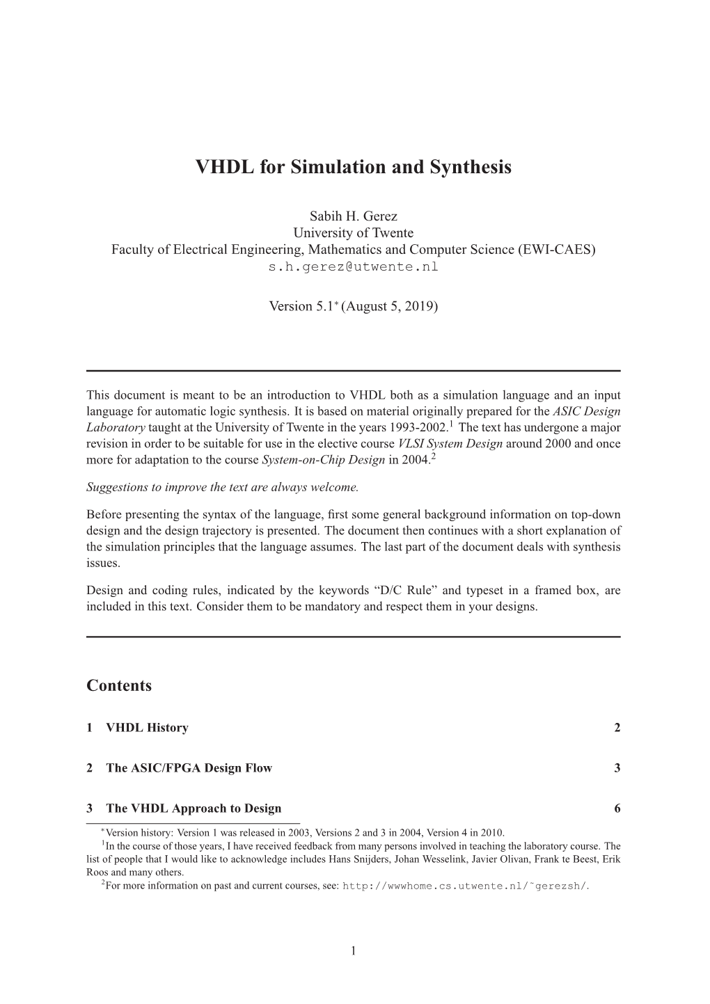 VHDL for Simulation and Synthesis