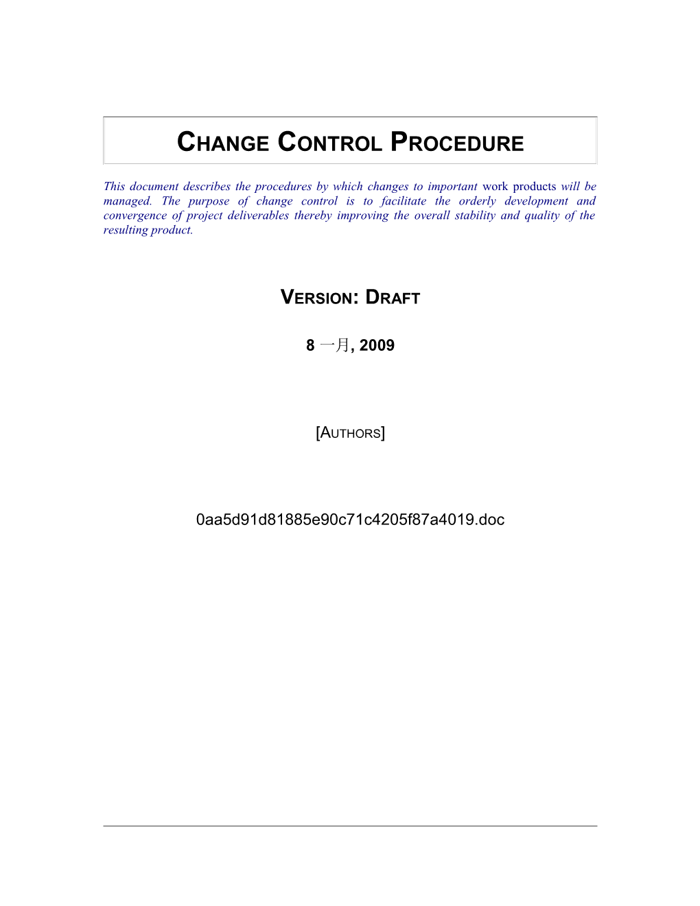 Change Control Procedure