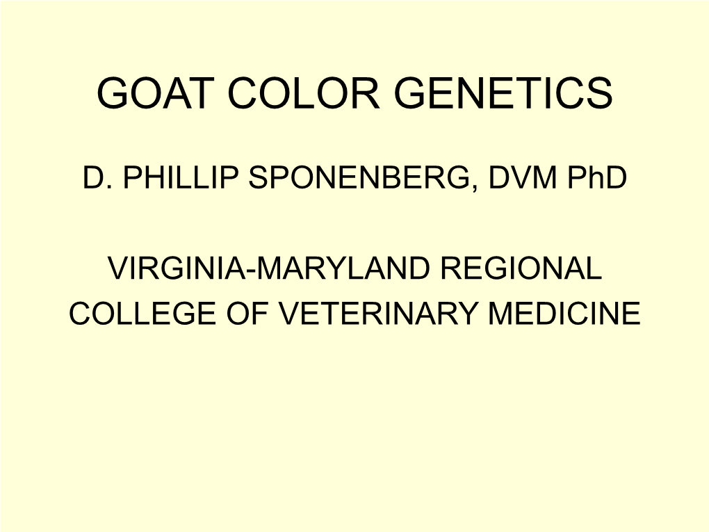 Goat Color Genetics