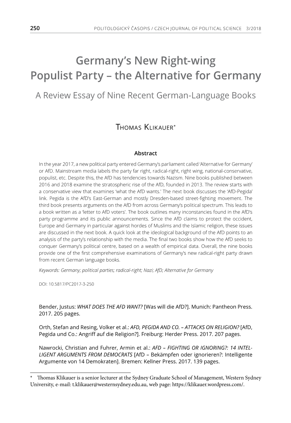 Germany's New Right-Wing Populist Party – the Alternative for Germany