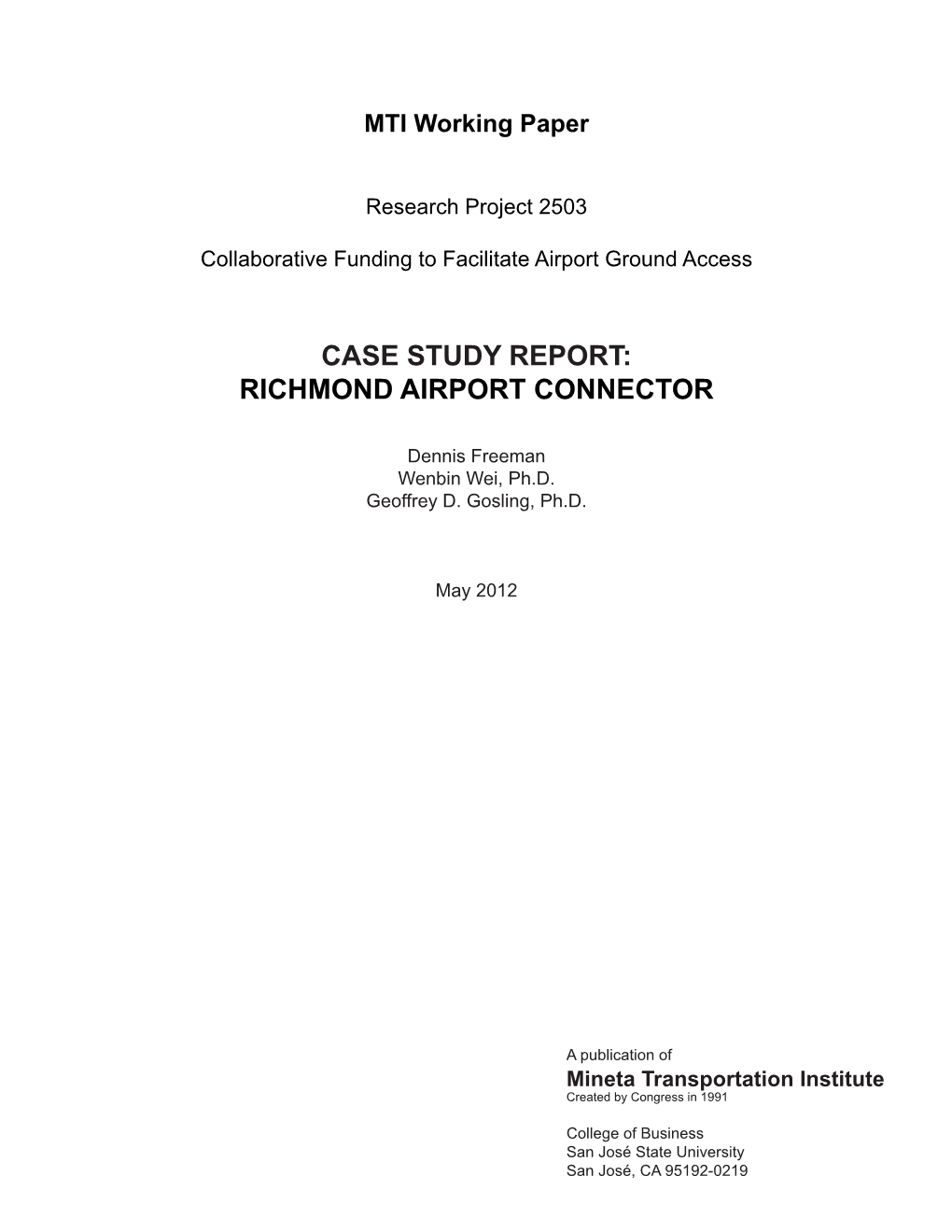 Case Study Report: Richmond Airport Connector