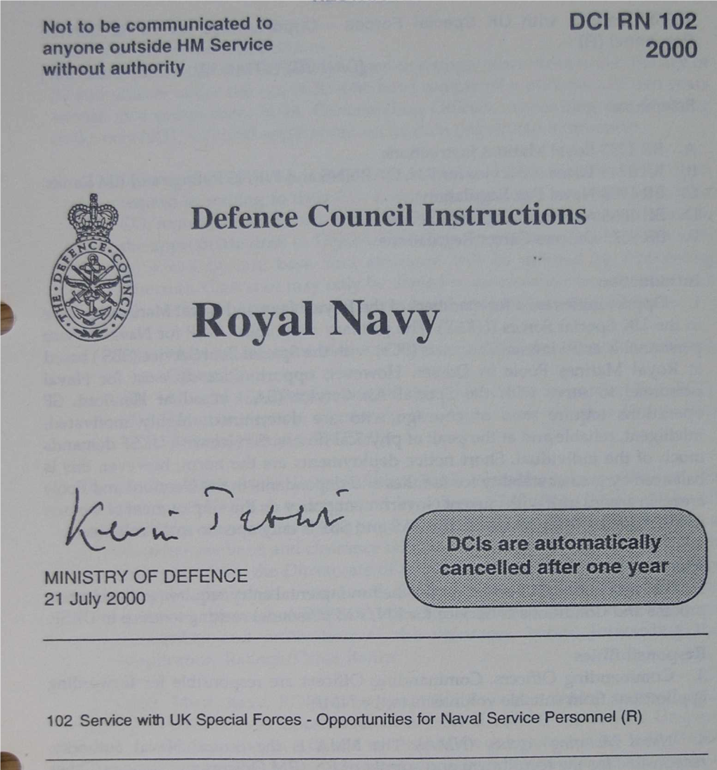 DCI(RN) 102 Service with UK Special Forces-Opportunities for Naval