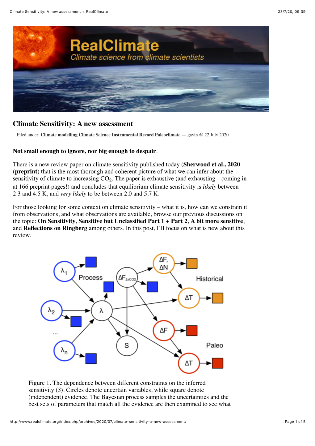 Climate Sensitivity: a New Assessment « Realclimate 23/7/20, 09:39